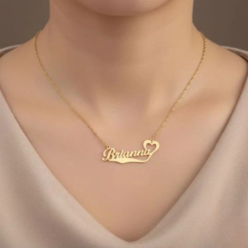 Romantic Heart Underline Name Necklace