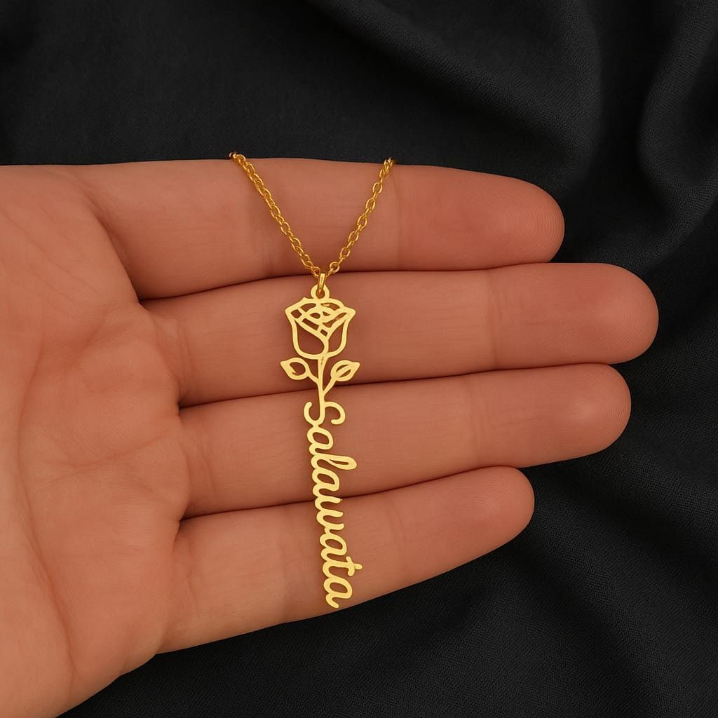 Vertical Rose Name Necklace