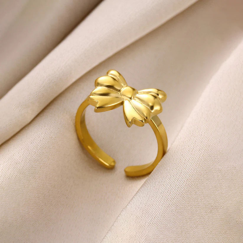 INZAVY Petite Ribbon Bow Statement Ring – Sweetheart Collection - Image 1