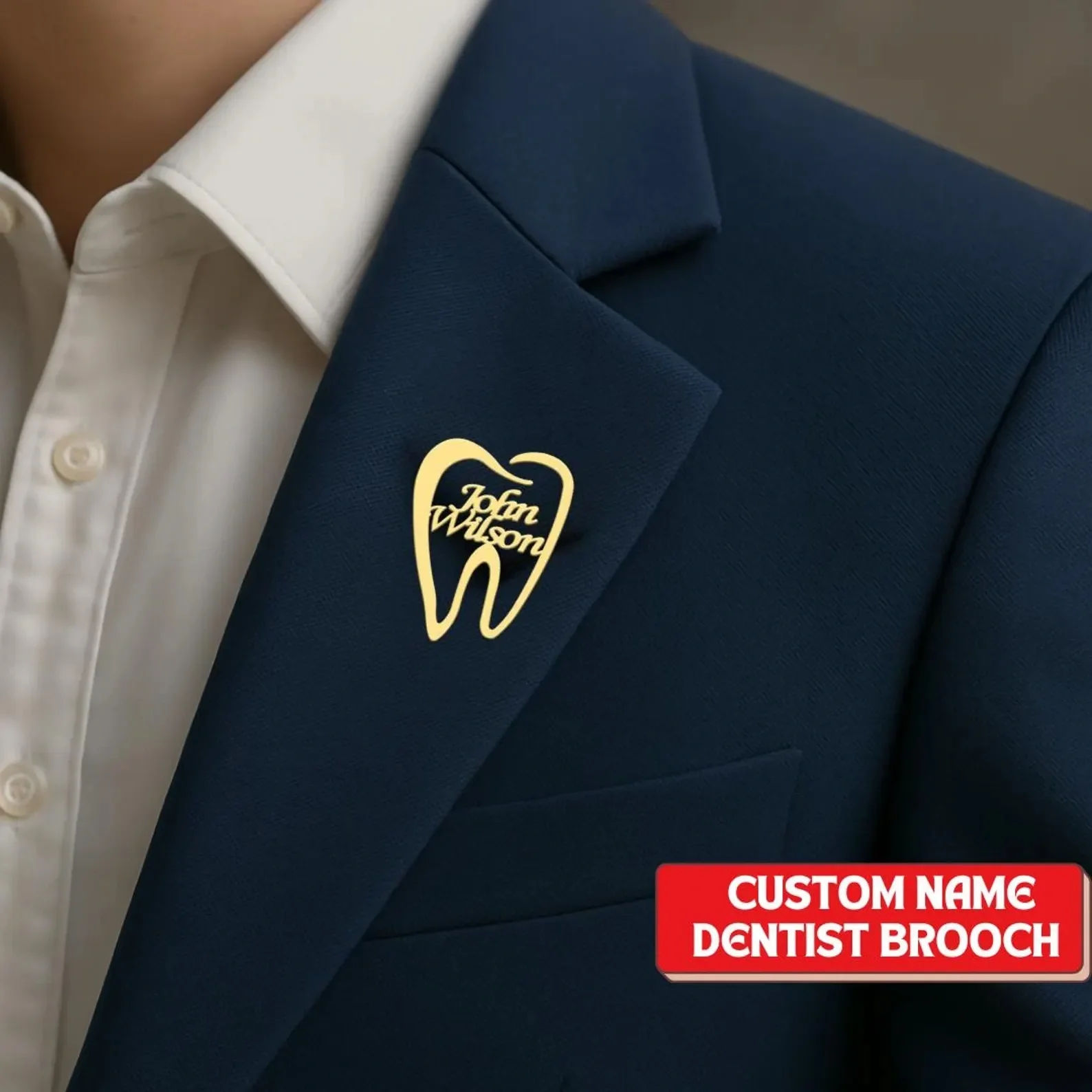 Custom Tooth Name Brooch Pin for Dentists, Doctors, and Nurses Gift - 4