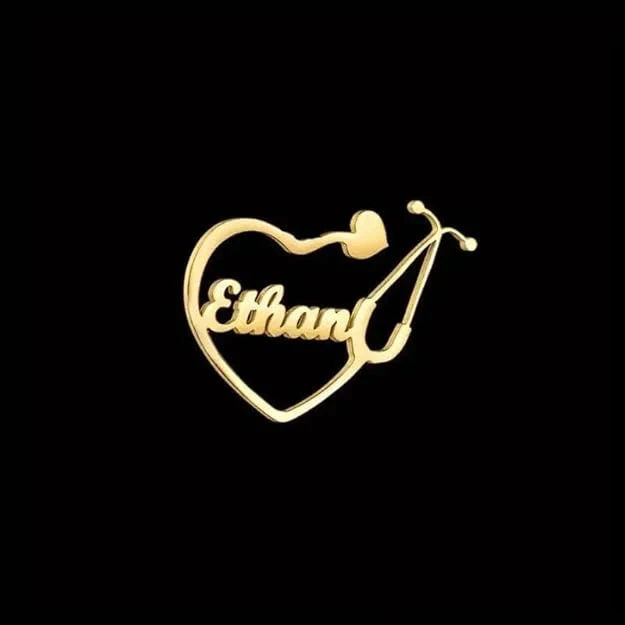 Customised Heart Stethoscope Name Brooch, Personalised Gift for Doctors - 3
