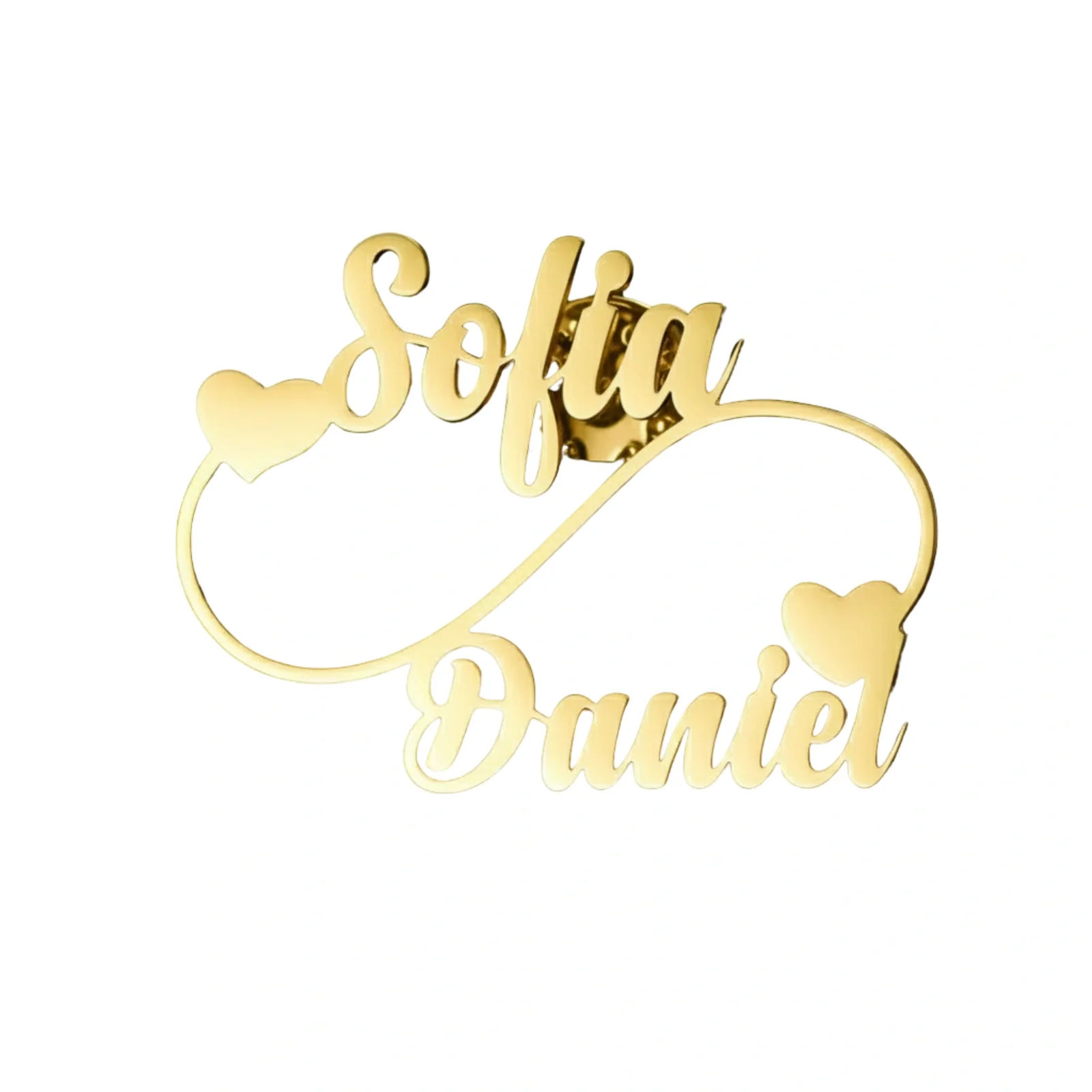 Custom Infinity Hearts Name Brooch