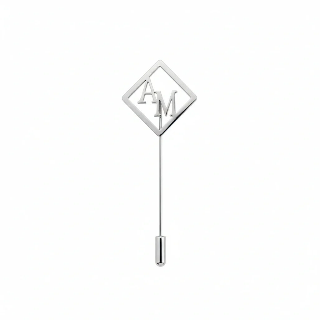 Customised Diamond Shape Initial Stick Brooch for Men's Blazers and Suits - 2