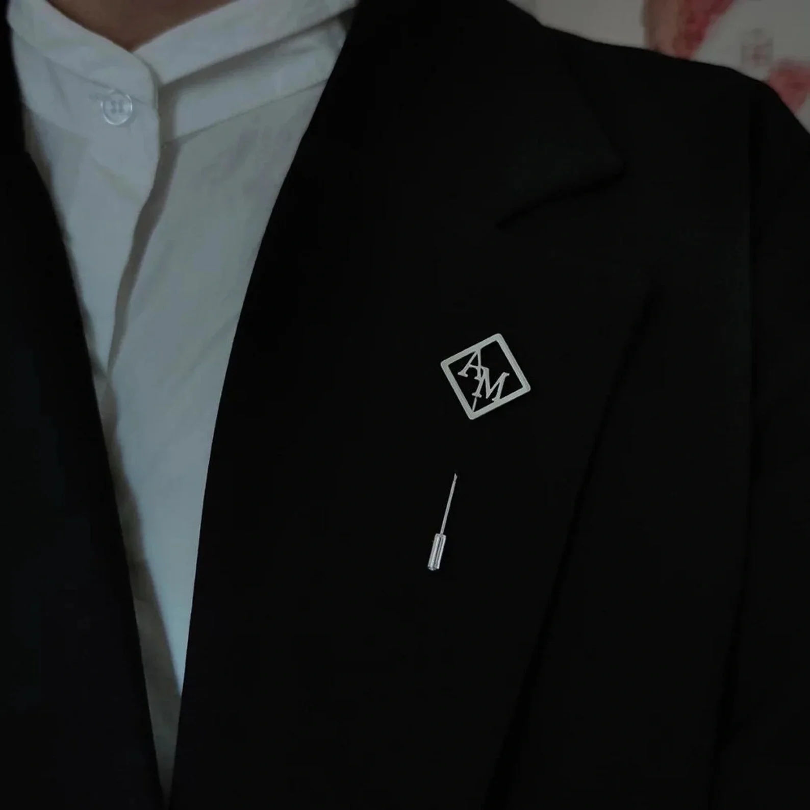 Customised Diamond Shape Initial Stick Brooch for Men's Blazers and Suits - 4