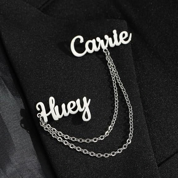 Personalised Couple Name Brooch with Elegant Hanging Double Chains - 5