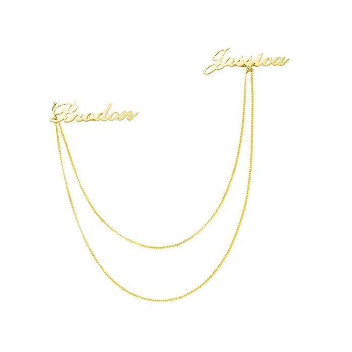 INZAVY The Unity Duo-Name Chain Brooch