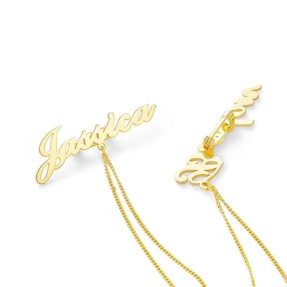 Personalised Double Name Brooch with Gold Chain | Stylish Gold Plated Coat Brooch for Blazer, Suit & Wedding - 6