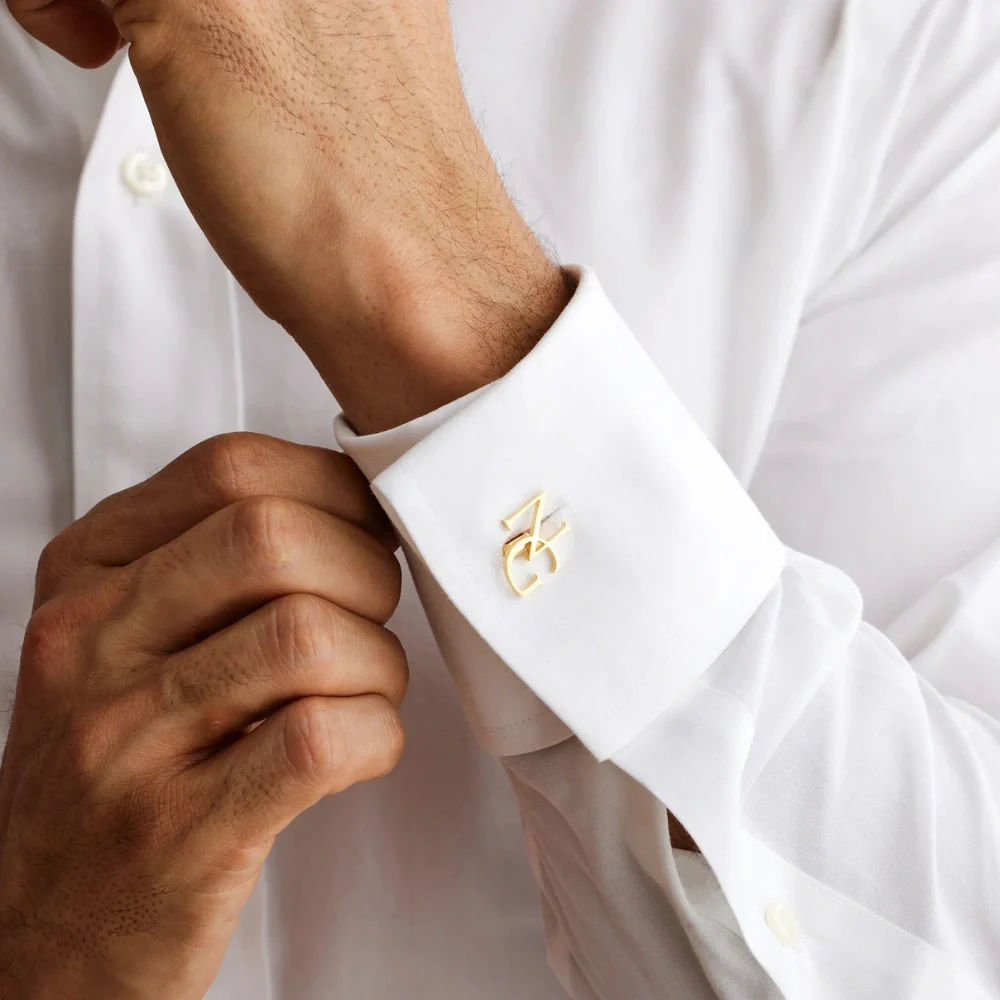 Customised Interlocking Dual Initials Monogram Cufflinks for Men Luxury Wedding and Formal Shirt Accessory - 6