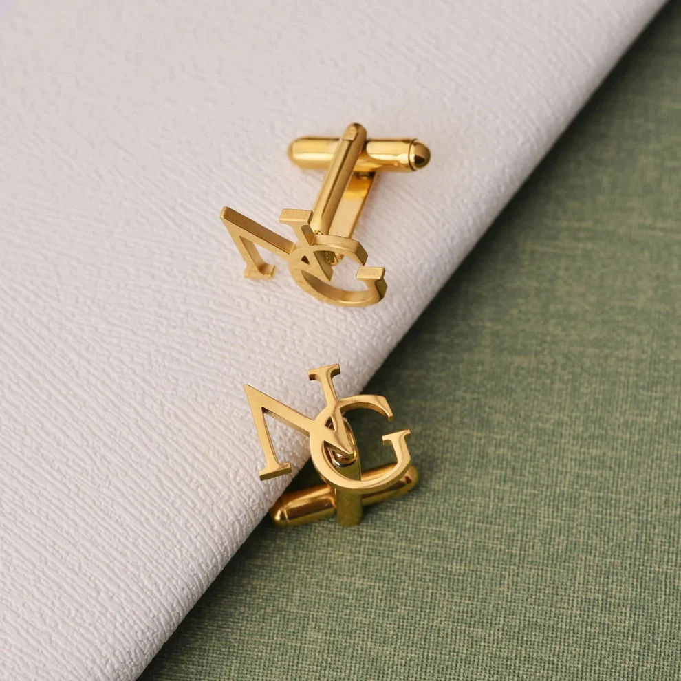 Customised Interlocking Dual Initials Monogram Cufflinks for Men Luxury Wedding and Formal Shirt Accessory - 7