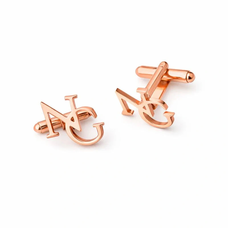 Customised Interlocking Dual Initials Monogram Cufflinks for Men Luxury Wedding and Formal Shirt Accessory - 3