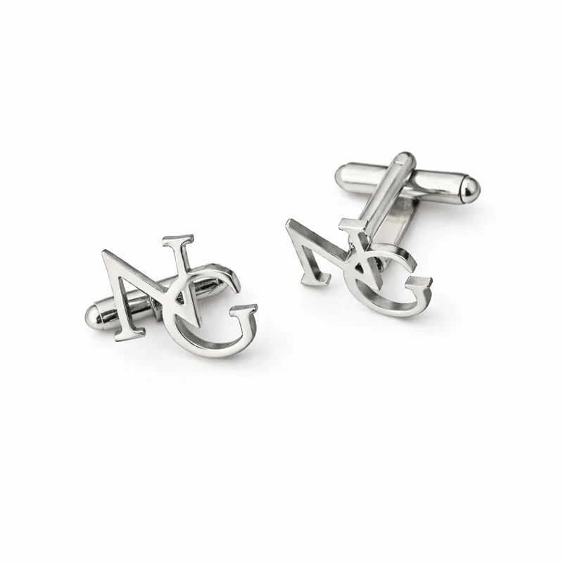 Customised Interlocking Dual Initials Monogram Cufflinks for Men Luxury Wedding and Formal Shirt Accessory - 2