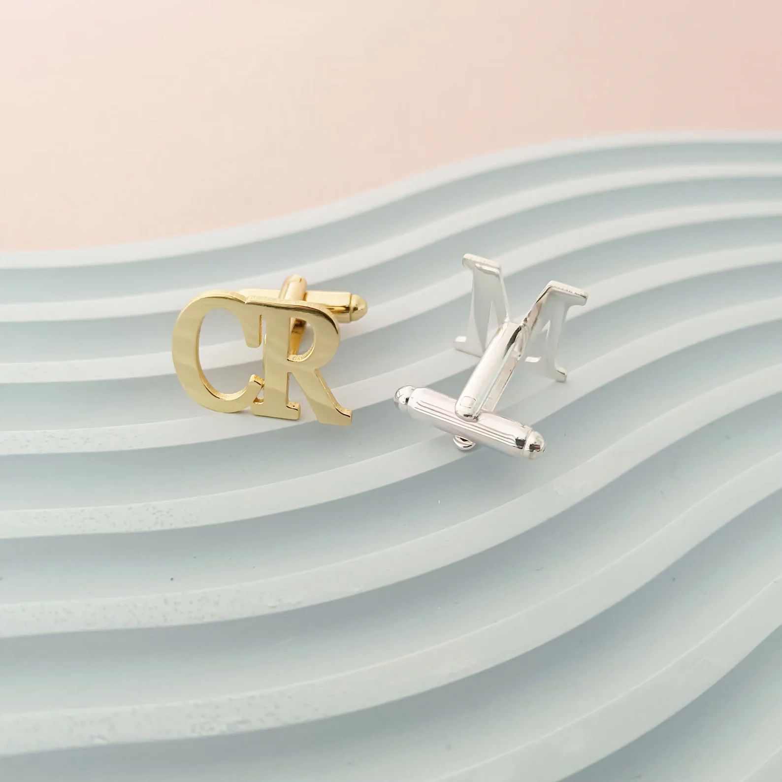 Custom Single Initial Cufflinks for Groom and Wedding Gift for Men - 4