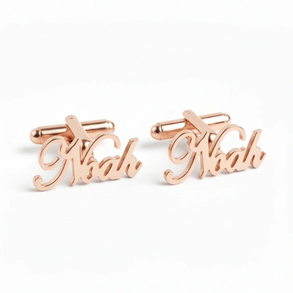 Customised Cursive Name Script Luxury Cufflinks, Elegant Formal Gift for Wedding and Groom - 3