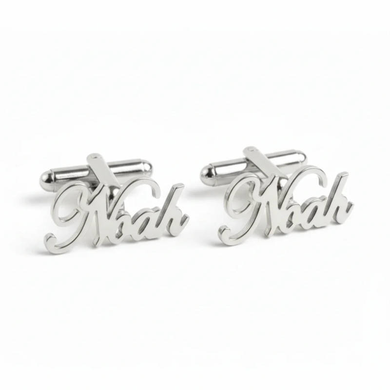 Customised Cursive Name Script Luxury Cufflinks, Elegant Formal Gift for Wedding and Groom - 3
