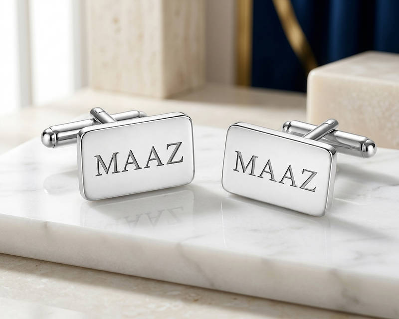 Customised Engraved Rectangle Name Cufflinks; Premium Luxury Gift for Men - 6