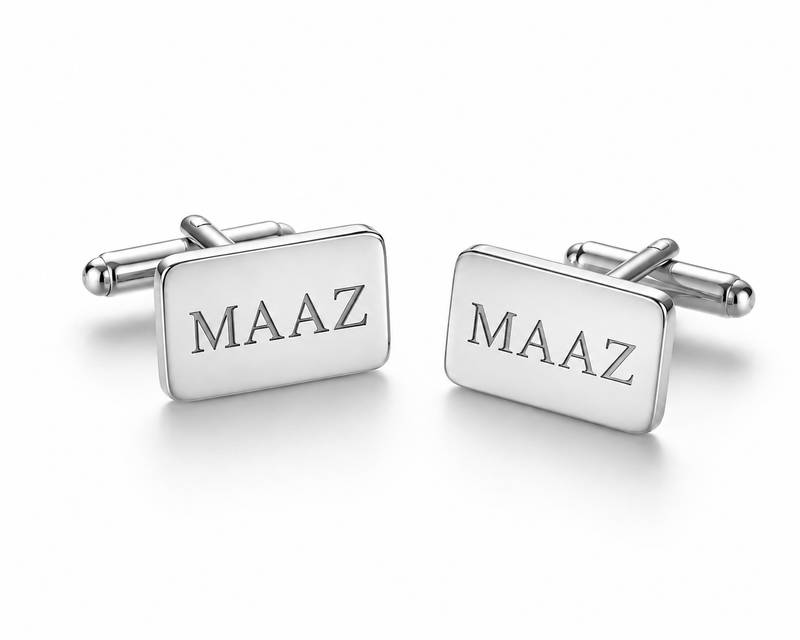 Customised Engraved Rectangle Name Cufflinks; Premium Luxury Gift for Men - 4