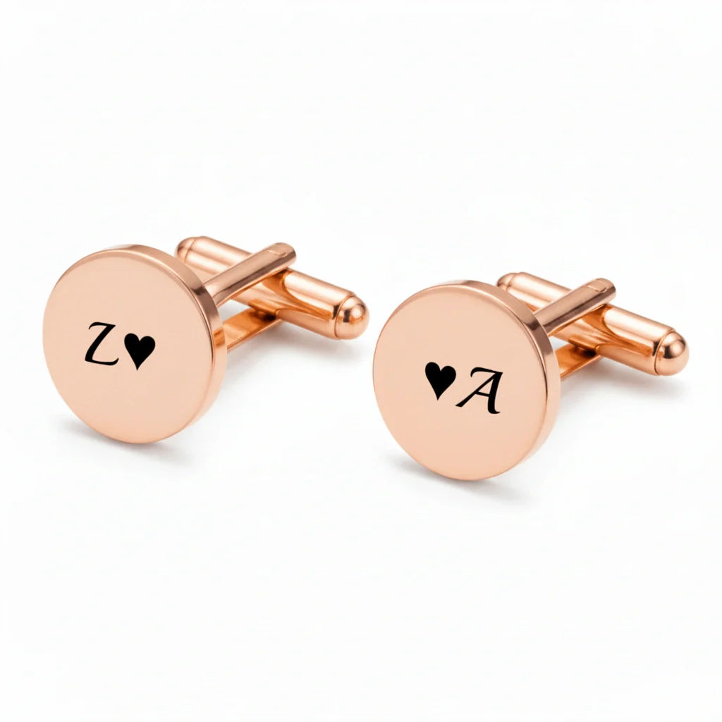 Customised Engraved Round Name Initials Cufflinks, Premium Gift for Men - 3