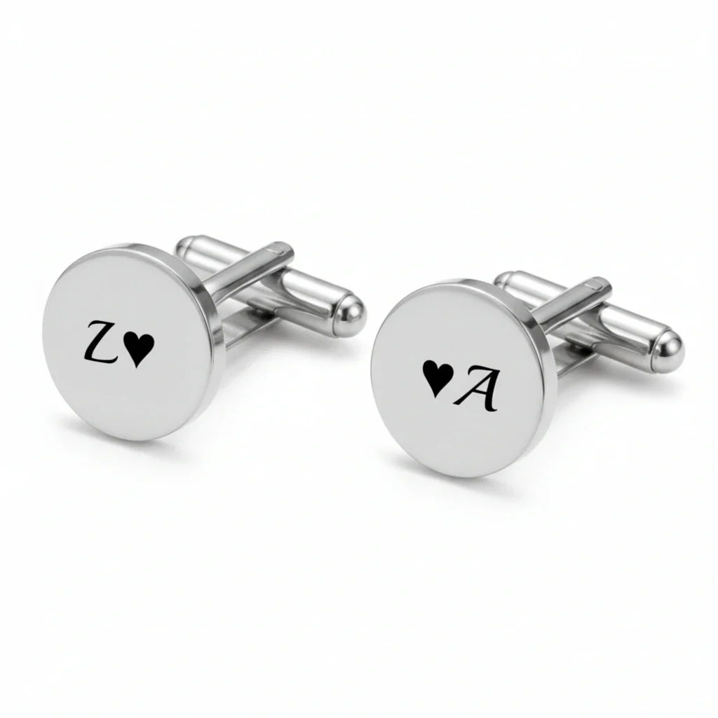 Customised Engraved Round Name Initials Cufflinks, Premium Gift for Men - 2