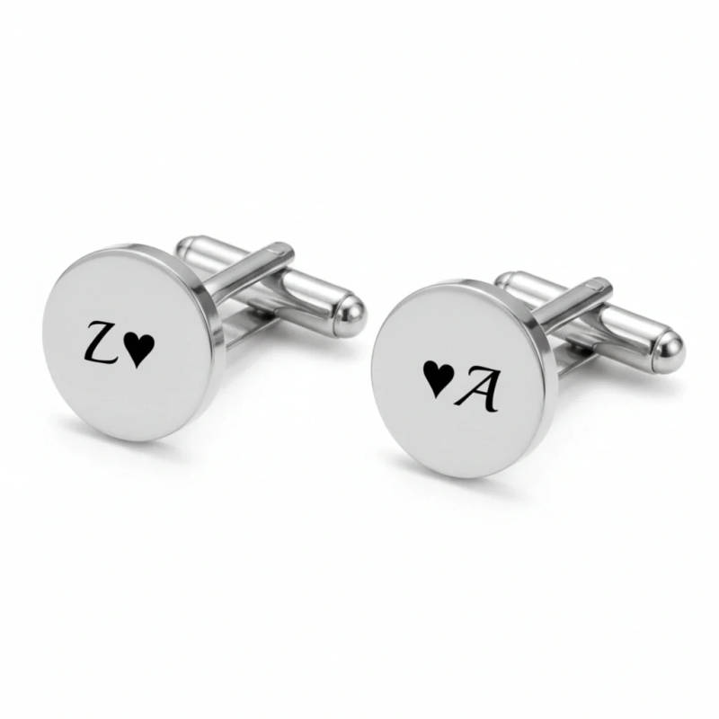 Customised Engraved Round Name Initials Cufflinks, Premium Gift for Men - 3