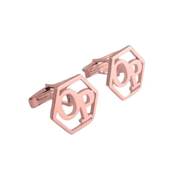 Customised Initial Hexagon Cufflinks for Men Luxury Gifting - 3