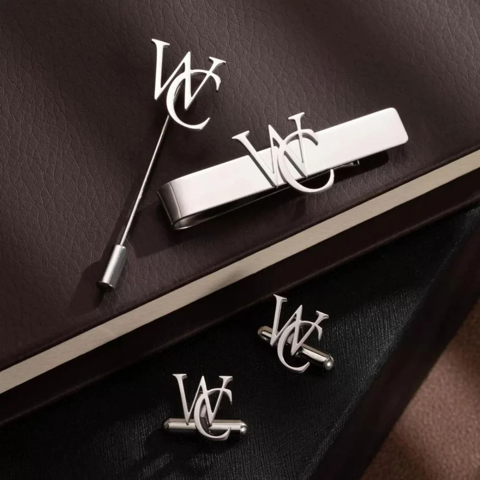 Customised Interlocking Initials Cufflinks, Tie Pin and Lapel Pin Set - 5