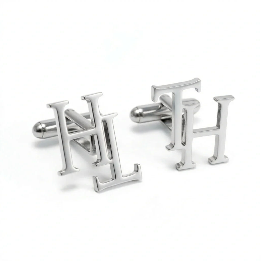 Customised Overlapping Two Letter Alphabet Cufflinks, Luxury Bespoke Brass Monogram for Men's - 2