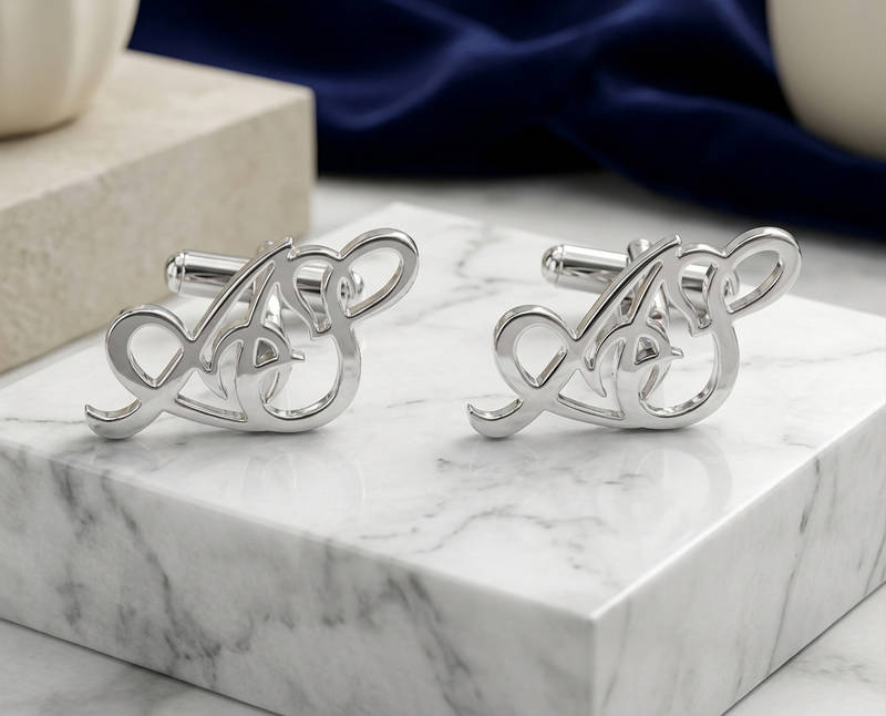 Personalised Cursive Alphabet Monogram Cufflinks; Luxury Formal Gift for Men - 7