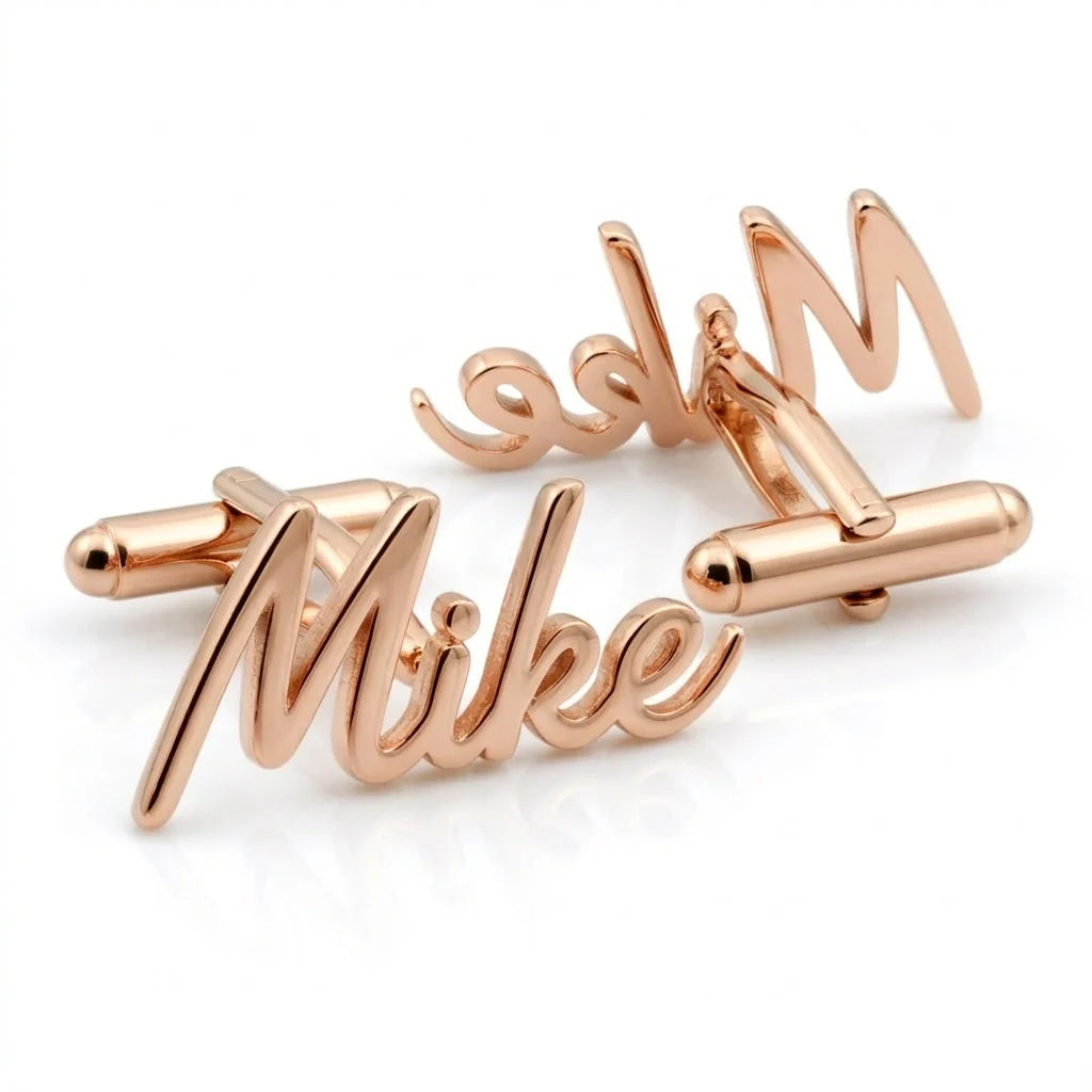 Personalised Cursive Script Name Cufflinks for Men's, Grooms and Weddings - 3