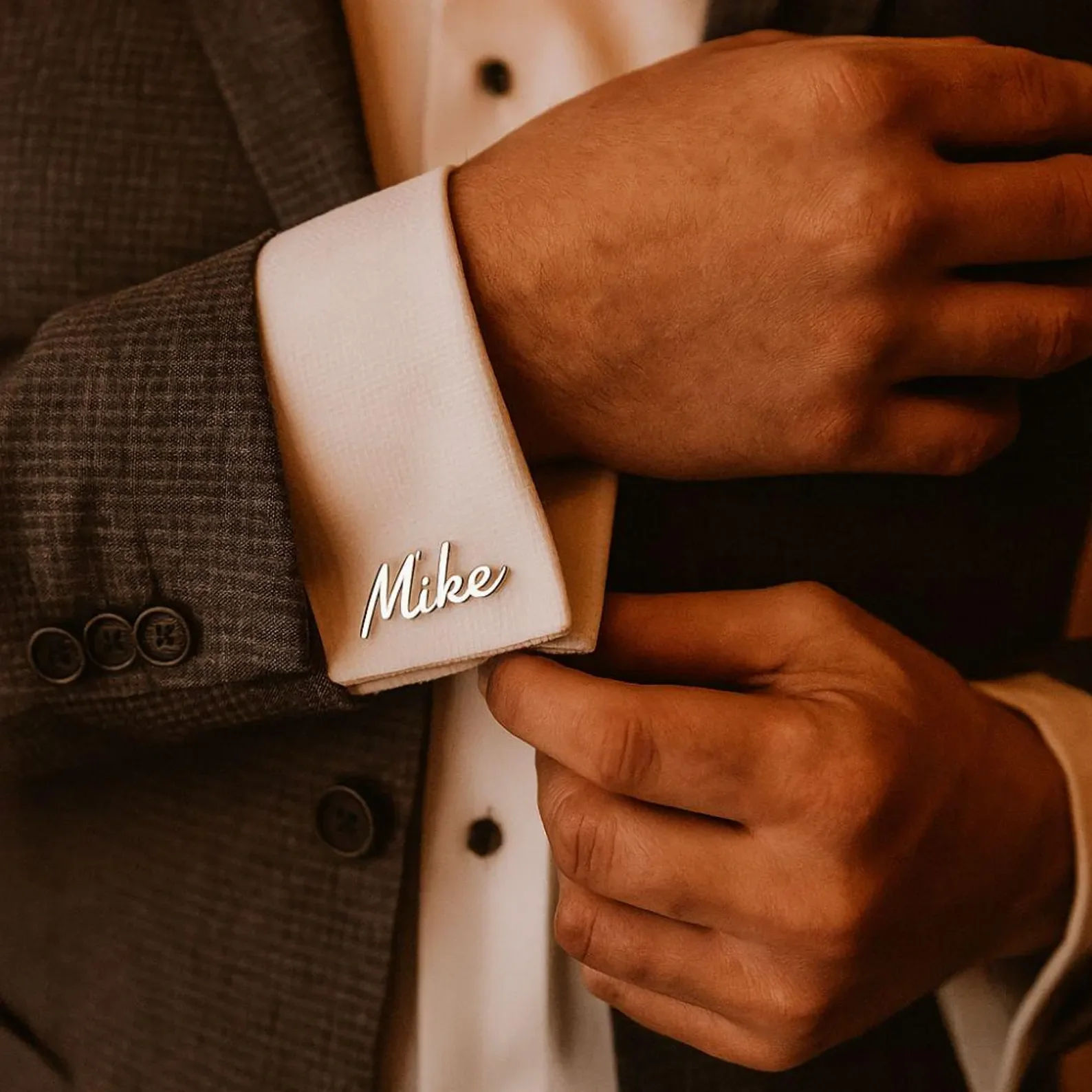 Personalised Cursive Script Name Cufflinks for Men's, Grooms and Weddings - 4