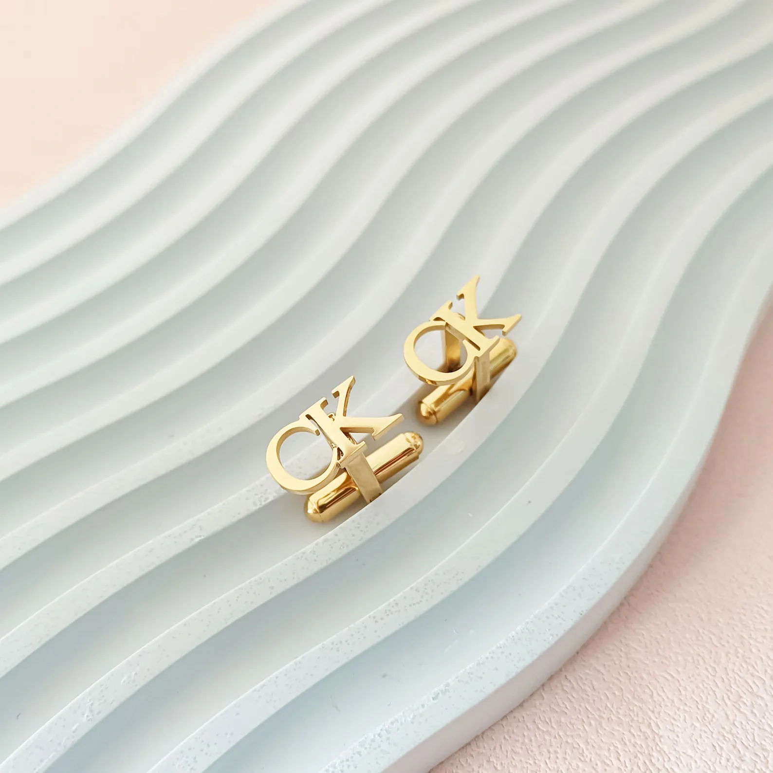 Personalised Dual Block Initials Capital Alphabet Cufflinks for Men - 14