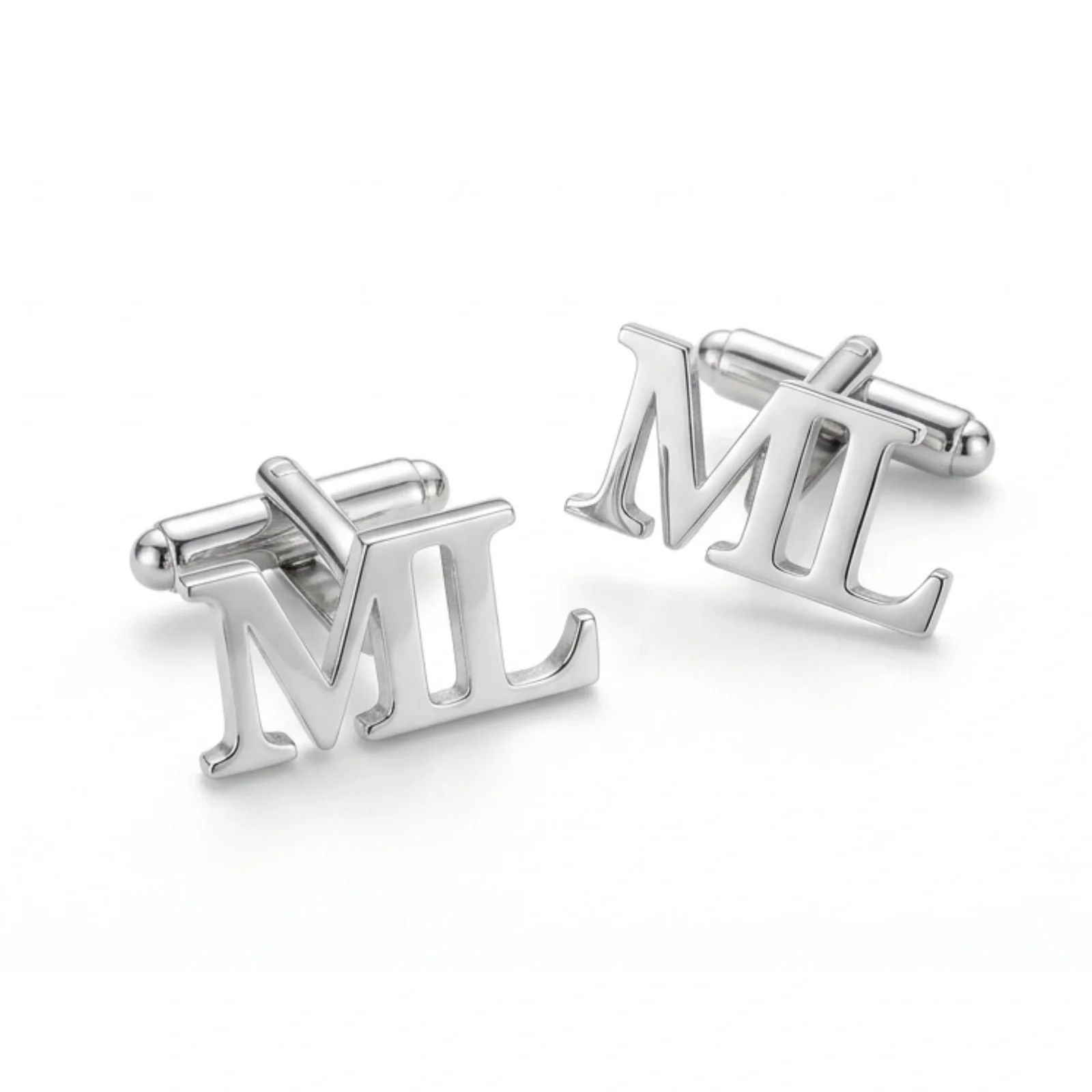 Personalised Dual Block Initials Capital Alphabet Cufflinks for Men - 2