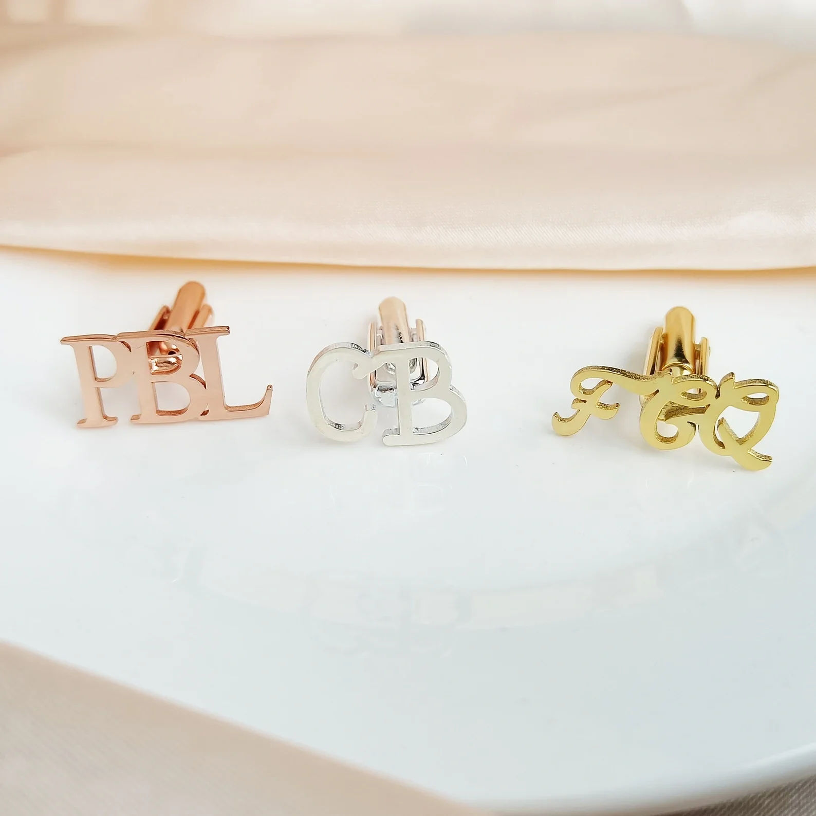Personalised Hand-Scripted 3-Letter Initial Cufflinks, Stylish Formal Wedding Gift - 4
