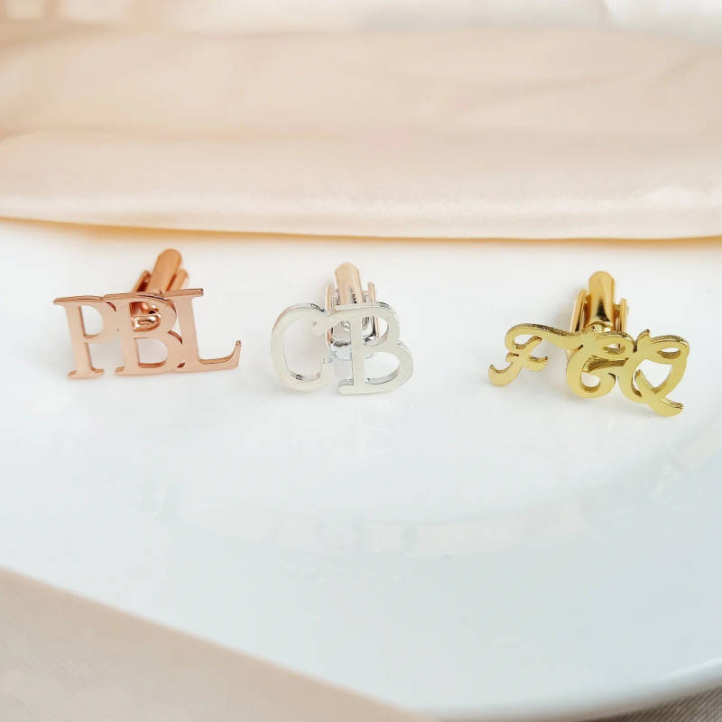 Personalised Hand-Scripted 3-Letter Initial Cufflinks, Stylish Formal Wedding Gift - 5