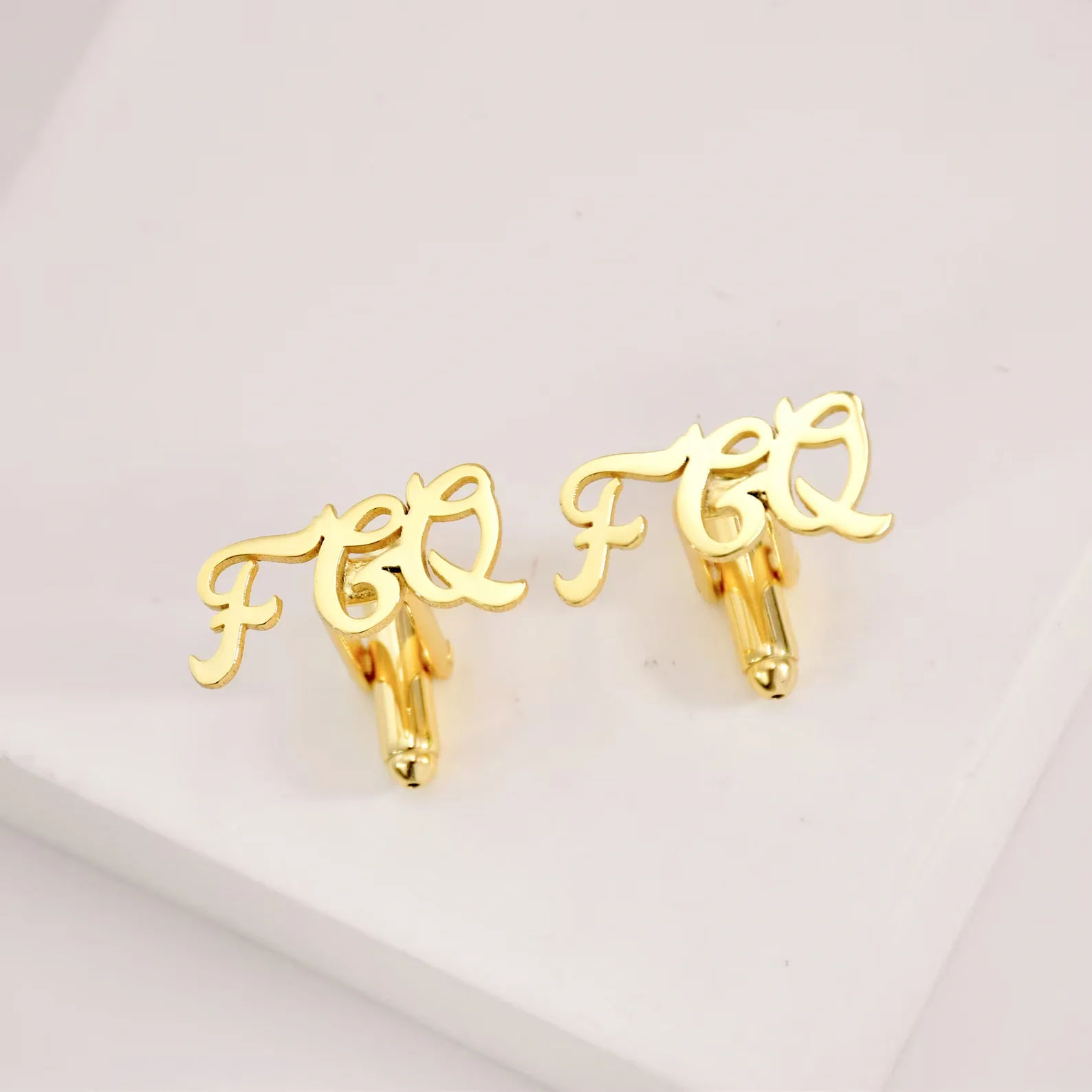 Personalised Hand-Scripted 3-Letter Initial Cufflinks, Stylish Formal Wedding Gift - 6