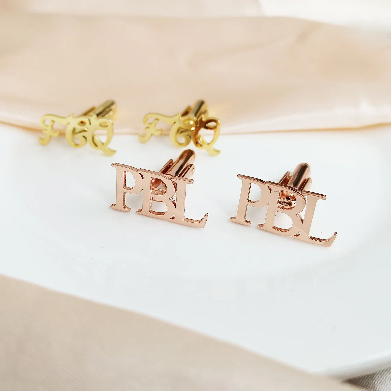 Personalised Hand-Scripted 3-Letter Initial Cufflinks, Stylish Formal Wedding Gift - 7