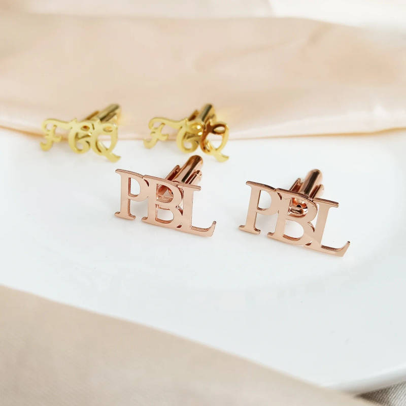 Personalised Hand-Scripted 3-Letter Initial Cufflinks, Stylish Formal Wedding Gift - 8