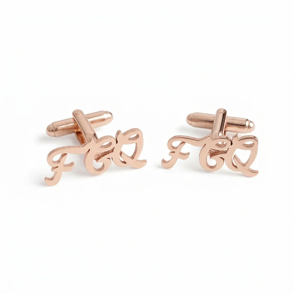 Personalised Hand-Scripted 3-Letter Initial Cufflinks, Stylish Formal Wedding Gift - 3