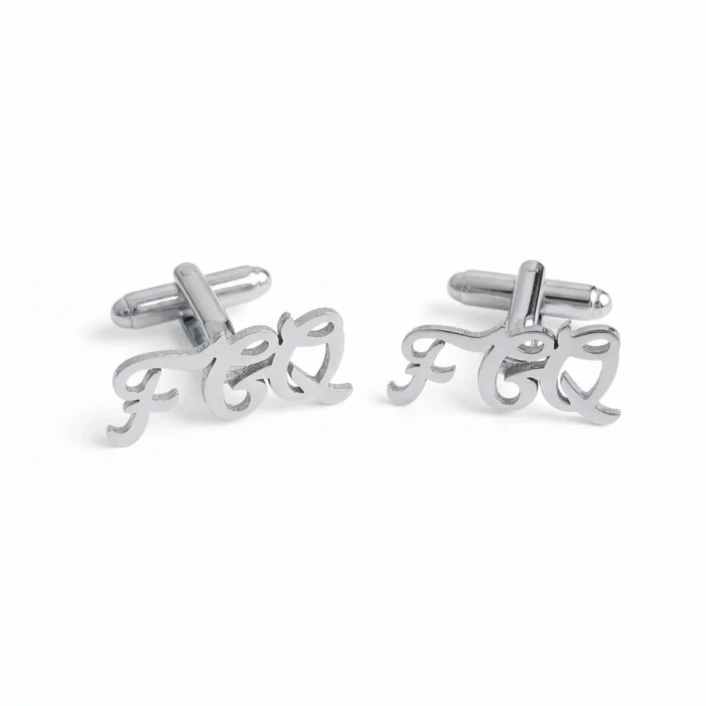 Personalised Hand-Scripted 3-Letter Initial Cufflinks, Stylish Formal Wedding Gift - 2