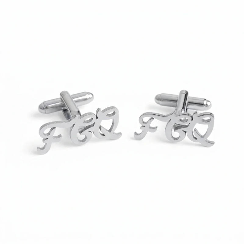 Personalised Hand-Scripted 3-Letter Initial Cufflinks, Stylish Formal Wedding Gift - 3