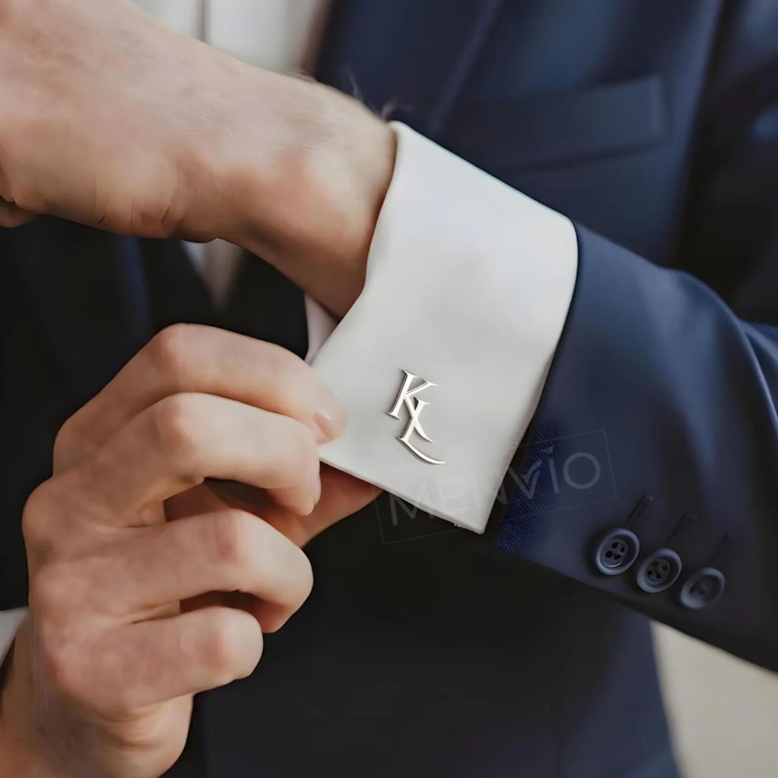 Personalised Interlocking Alphabet Initials Monogram Cufflinks for Men - 4