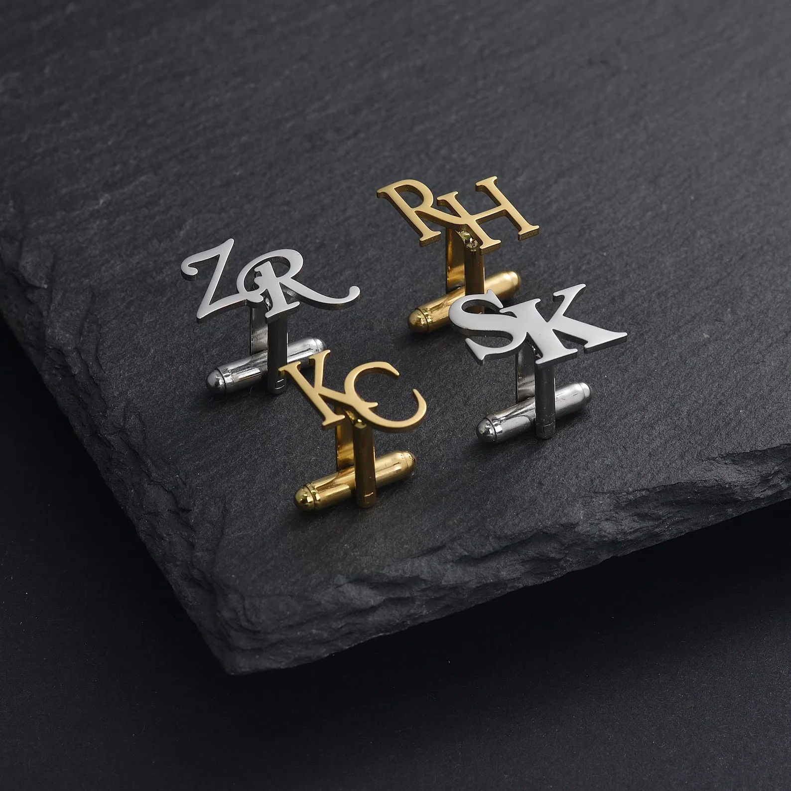 Personalised Two Letter Monogram Cufflinks for Men, Elegant Festive Wear - 7