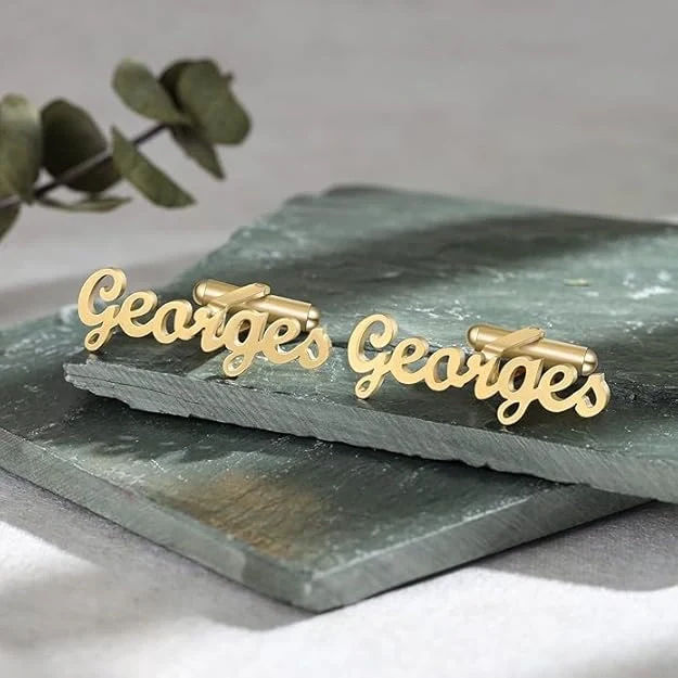 Personalised Cursive Font Name Cufflinks for Men's Luxury Gifting - 4