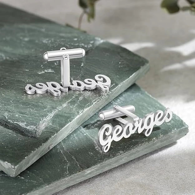 Personalised Cursive Font Name Cufflinks for Men's Luxury Gifting - 8