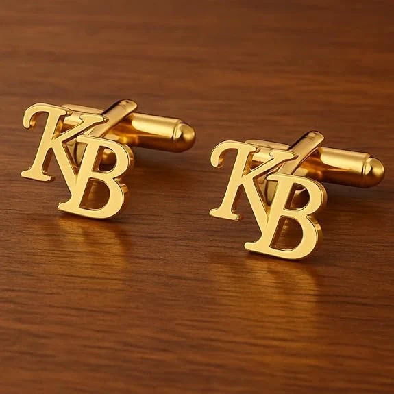 Personalised Dual Initials Alphabet Monogram Cufflinks for Groom & Wedding Wear - 3