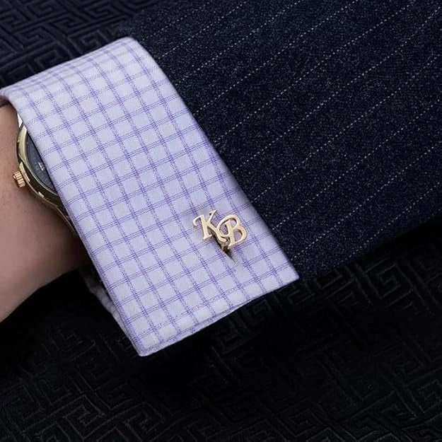 Personalised Dual Initials Alphabet Monogram Cufflinks for Groom & Wedding Wear - 2
