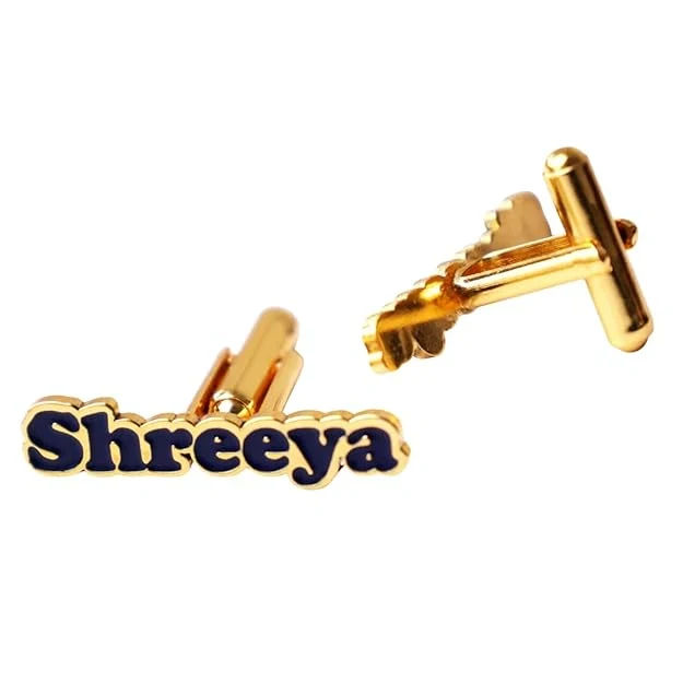 Personalised Name Cufflinks in Gold Plating for Men - 3