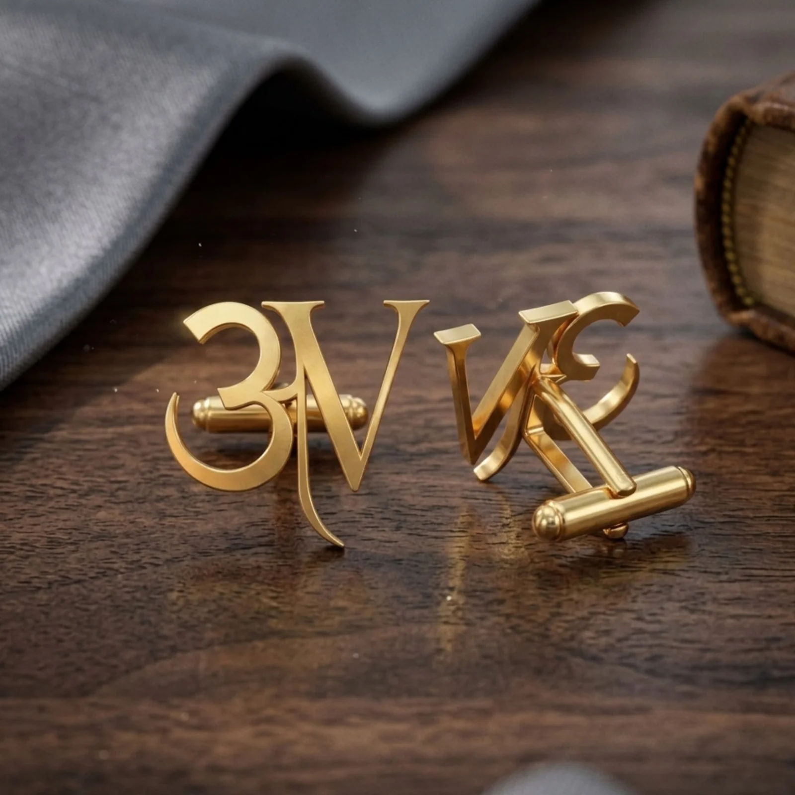 Personalised Om Symbol and Alphabet Initial Cufflinks for Wedding Accessories for Men - 5