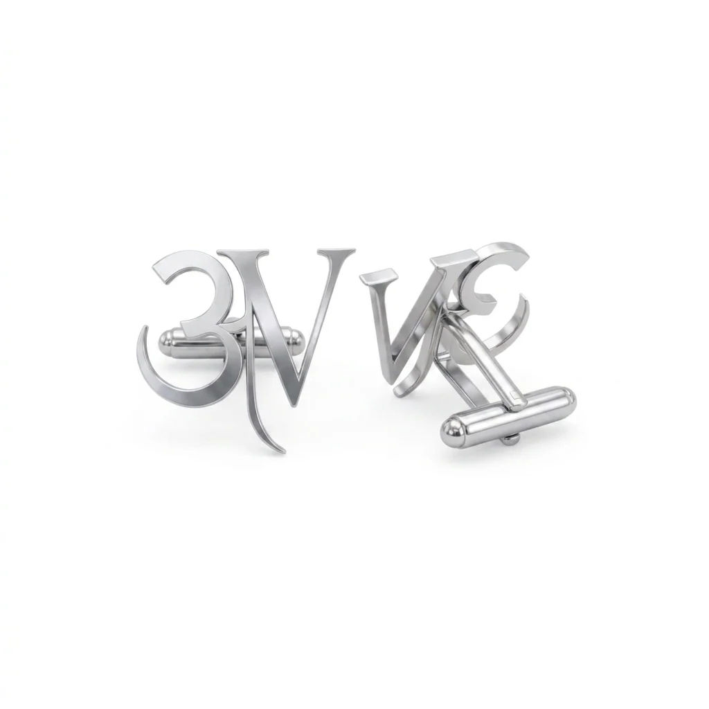 Personalised Om Symbol and Alphabet Initial Cufflinks for Wedding Accessories for Men - 2