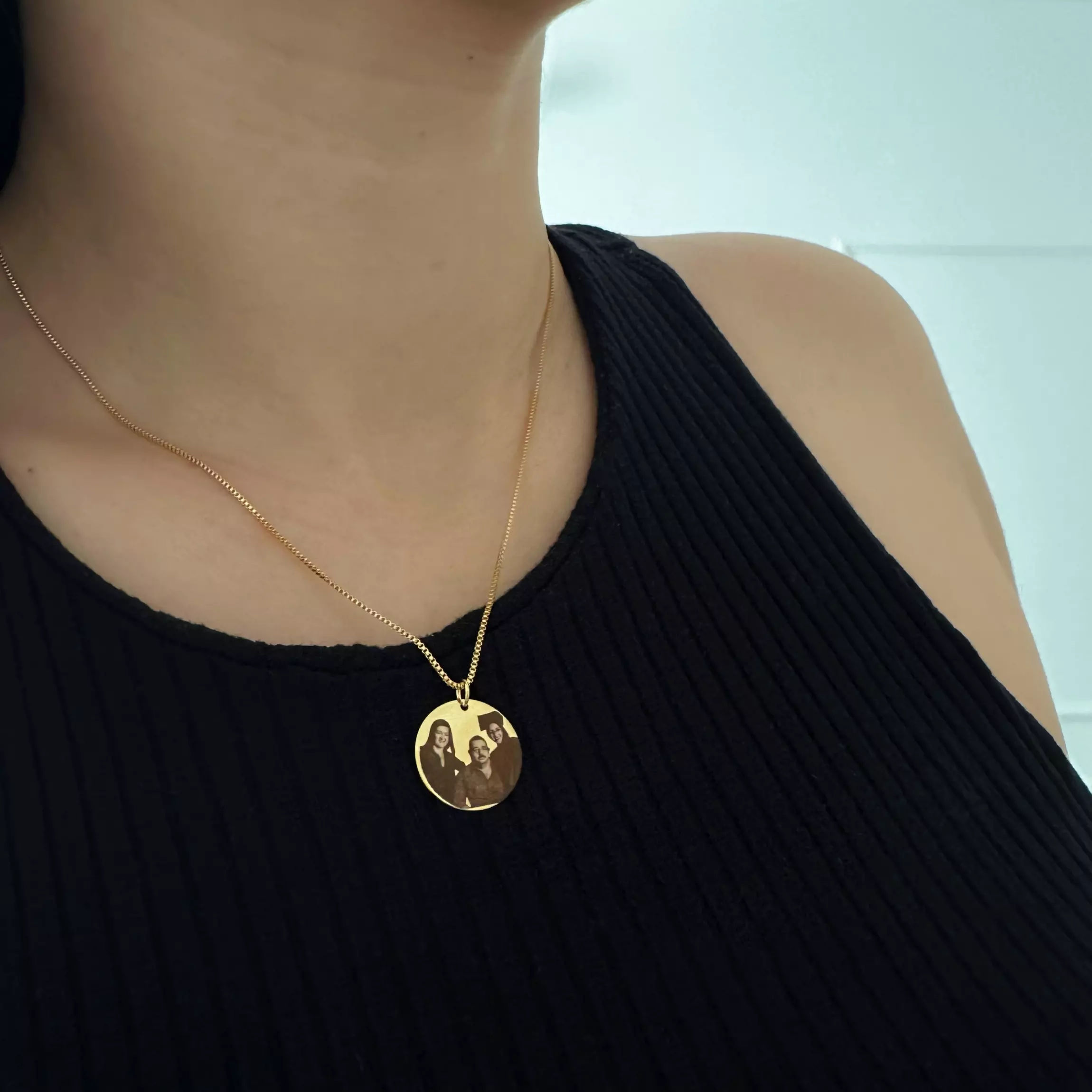 Personalized Photo Engraved Round Necklace thumbnail 4