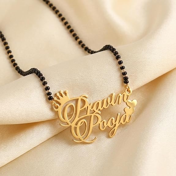 Name Mangalsutra with Crown And Butterfly Detail thumbnail 4